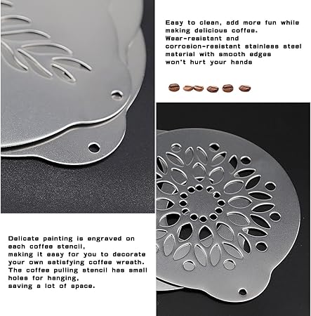 Ensemble de pochoirs à café en acier inoxydable