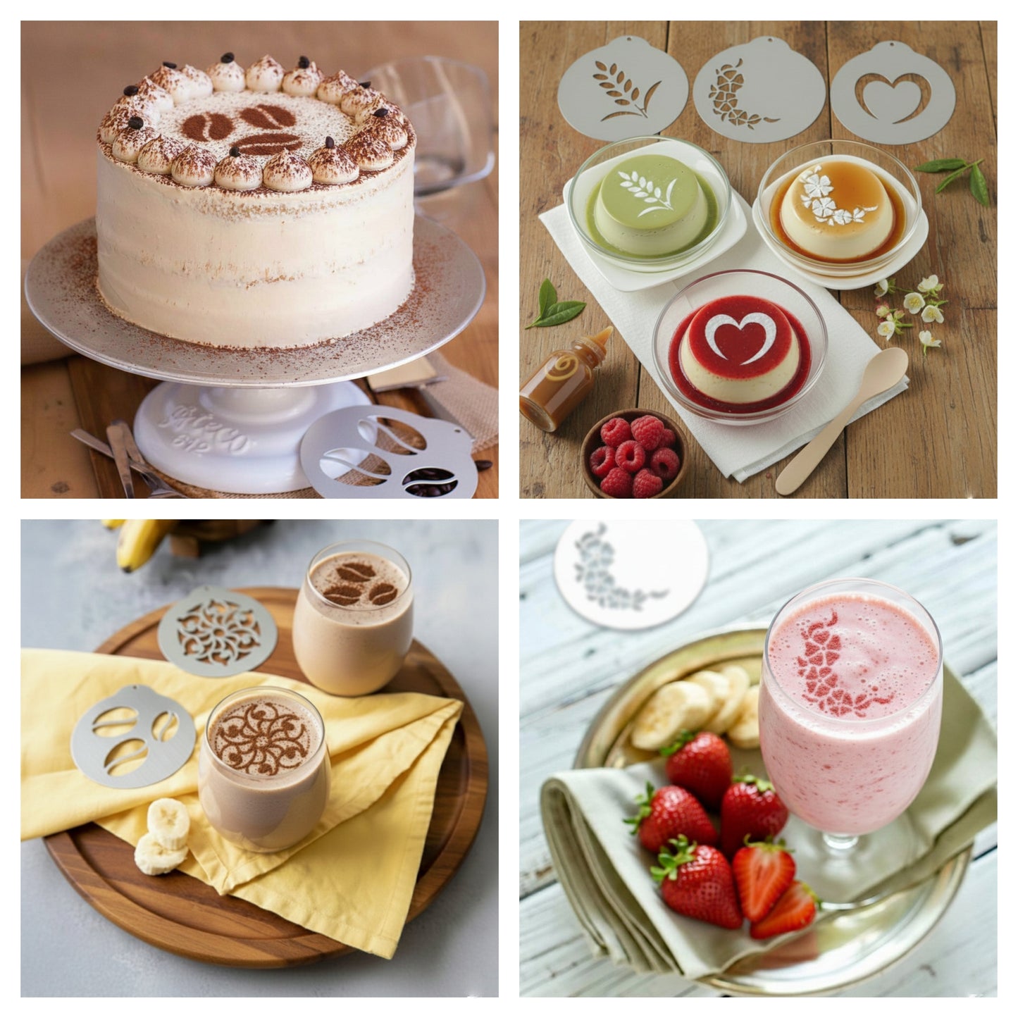 Ensemble de pochoirs à café en acier inoxydable