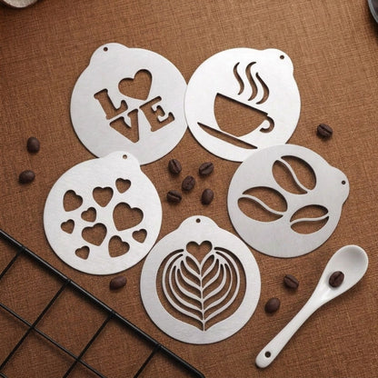 Ensemble de pochoirs à café en acier inoxydable