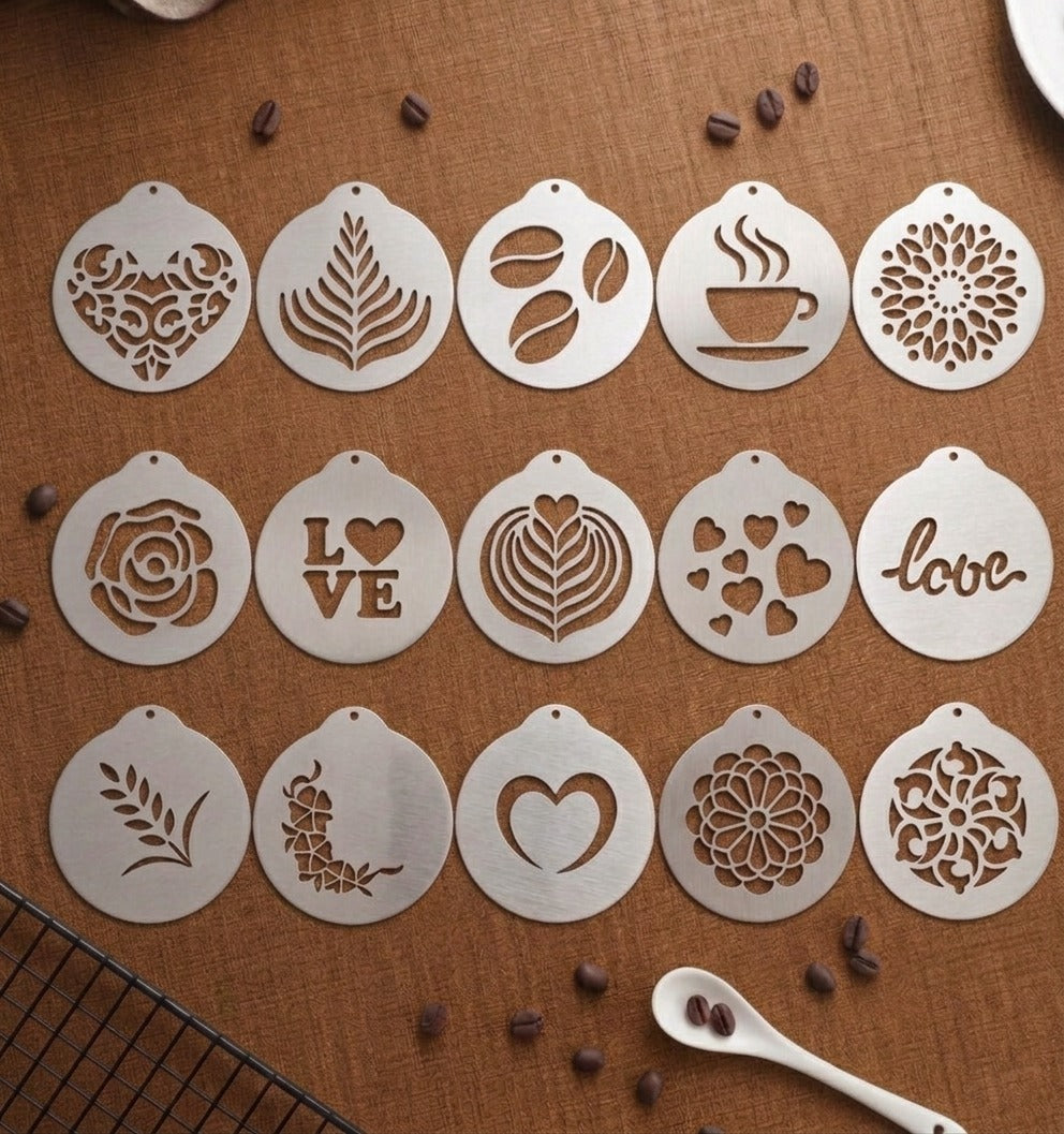 Ensemble de pochoirs à café en acier inoxydable