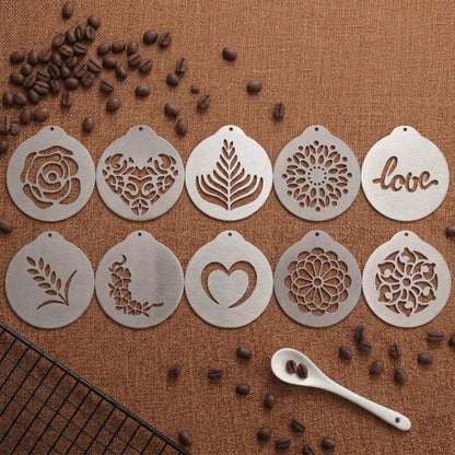 Ensemble de pochoirs à café en acier inoxydable