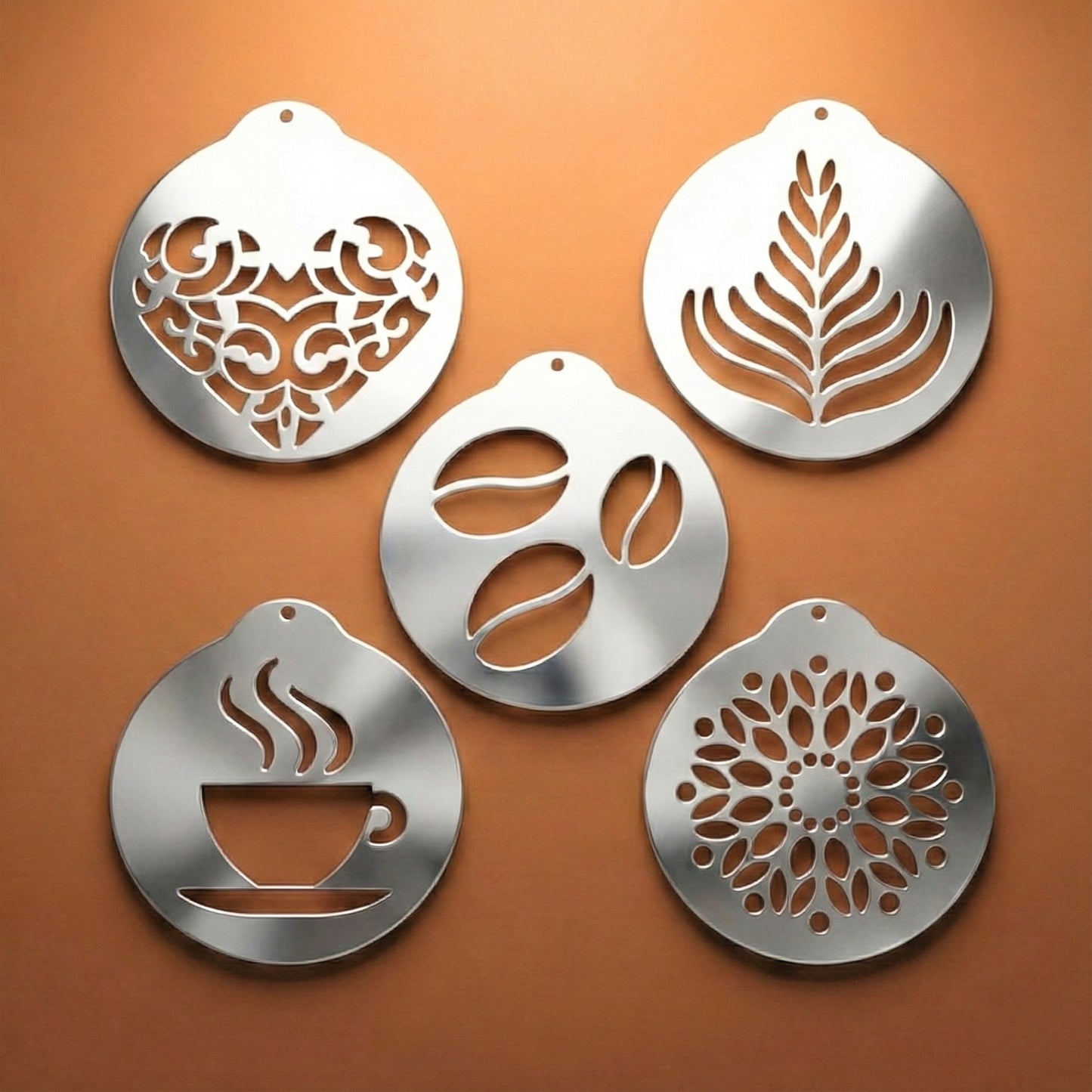 Ensemble de pochoirs à café en acier inoxydable