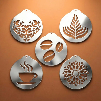 Ensemble de pochoirs à café en acier inoxydable