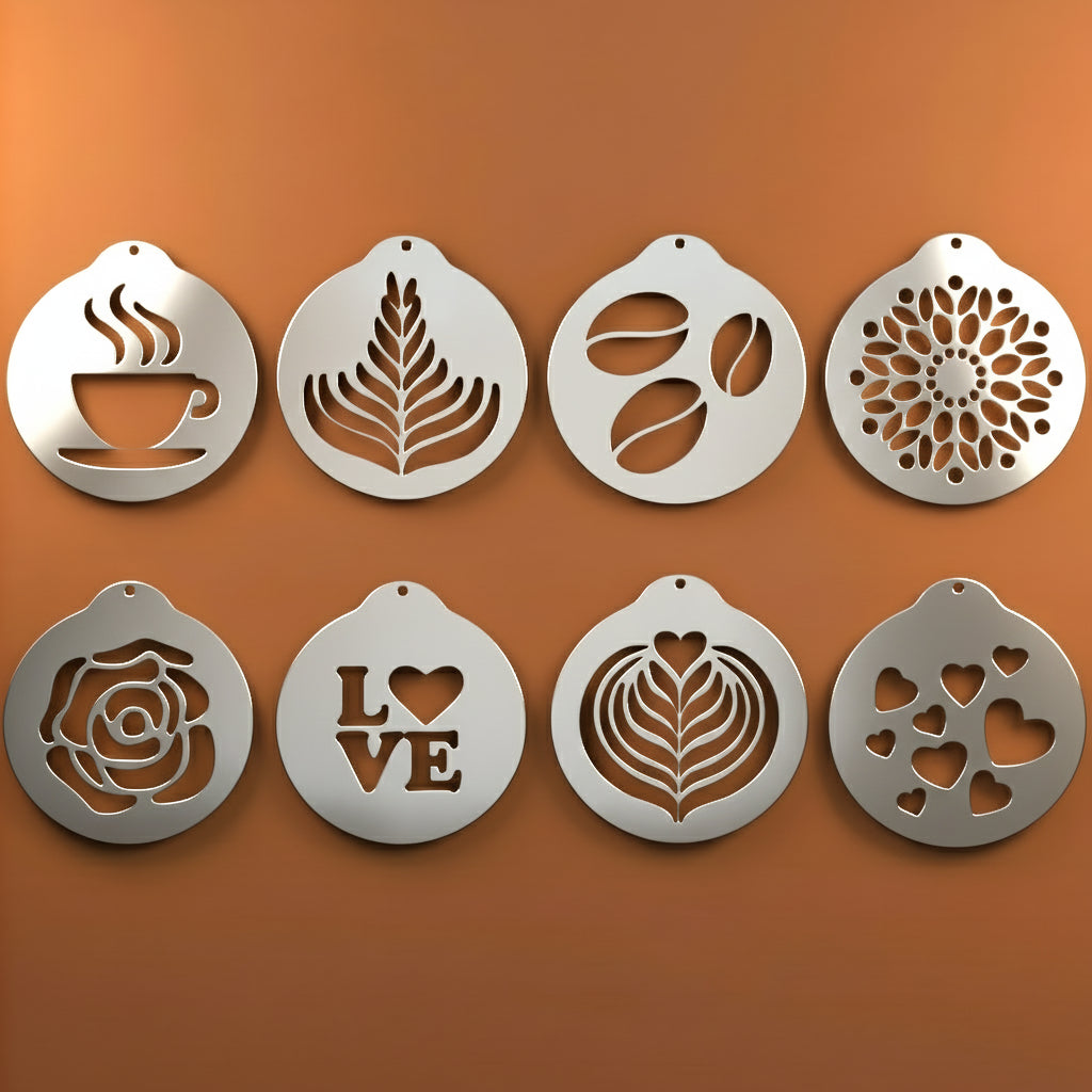 Ensemble de pochoirs à café en acier inoxydable