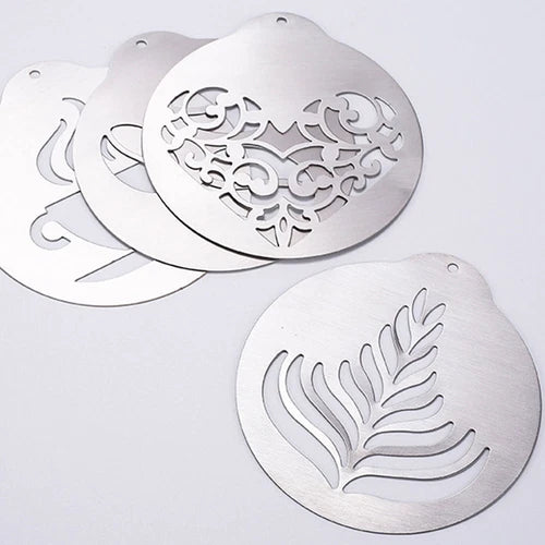 Ensemble de pochoirs à café en acier inoxydable